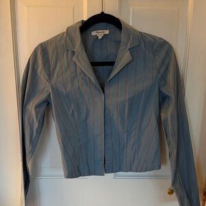 Madewell Sky Blue Pinstripe Cropped Blazer